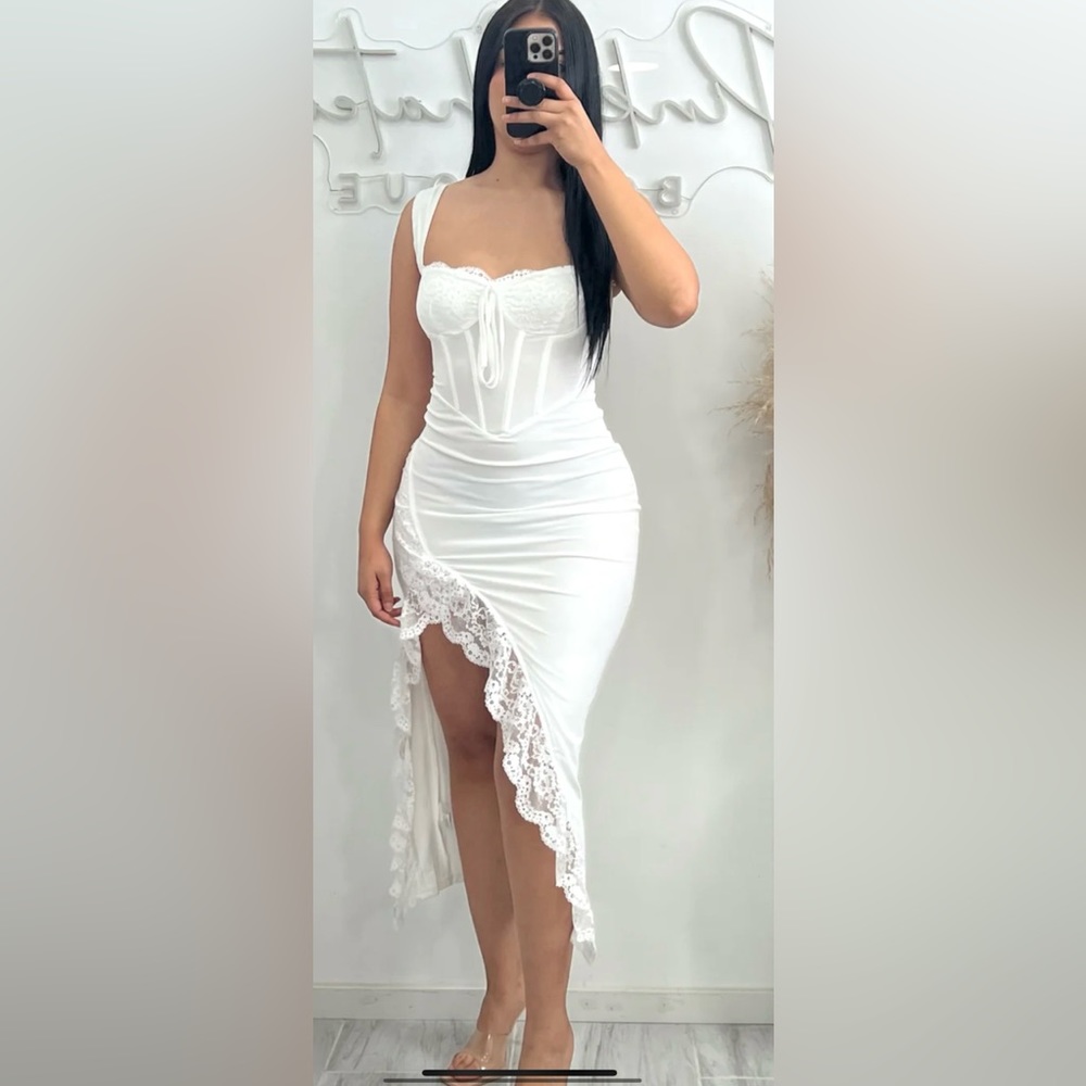 White corset top dress